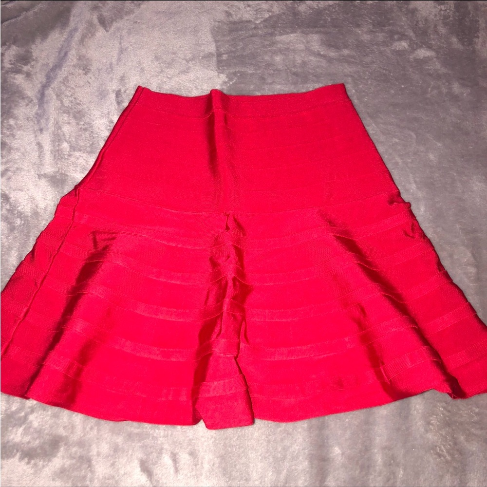 Marciano Coral/ Red Flared Circle Mini Knit Skirt